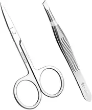1Set Stainless Steel Eyebrow Repair Tools Brow Scissor Slanted Tweezers for Precision Grooming Durable Beauty Makeup Accessories for Eyebrow Shaping