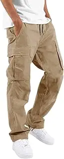 [Ulatemo] Mens Fashion Cargo Joggers Pants - Casual Hiking Pants Athletic Cotton Loose Straight Sweatpants Tactical Pants