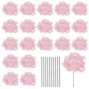 20 Sets Artificial Hydrangea Flower Heads with Stems for Bouquet,Light Pink