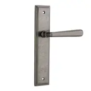 Iver Copenhagen Door Lever Handle on Stepped Backplate Distressed Nickel
