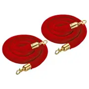 2 Pcs Dark Red Velvet Stanchion Rope Crowd Control Barrier Rope,(Golden, 5 Feet)