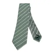 EMPORIO ARMANI標籤LOGO斜條紋設計搭配老鷹緹花內裡真絲領帶(寬版/草綠)
