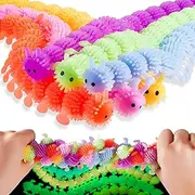 6 Pieces Stretchy Fidget Toy Luminous Sensory Fidget Toy Stretchy String Toys for Anxiety Stress Relief for Home School Autism ADHD Calming Relaxing, 6 Colors (Caterpillar Style)