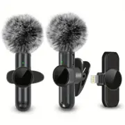 Wireless Lavalier Microphone With Windproof Cover Audio Video Recording Mini Mic