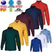 Men's Long Sleeve Basic Polo Casual Plain Polo Shirt