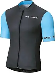 DE ROSA apparel(デローザ) Derosa New Logo S/S Grigio Azzurro S Chest 36.2-37.8 inches (92-96 cm), Waist 30.7-32.3 inches (78-82 cm), 3 Back Pockets, Full Zip