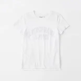 【Abercrombie Fitch】AF 經典貼字短袖T恤-女-白色(平輸品)