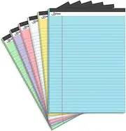 Dynta Note Pads Legal Pads 8.5 x 11 Colored Paper 6 Packs, Wide Ruled Notepad 45 Sheets/90 Pages Micro Perforated, Lined Notepads for Writing Note-taking Meeting, 6 Assorted Colors