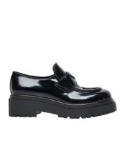 Logo thick soled loafers 39 black