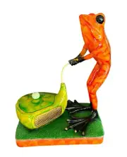 GOLFER FROG GOLFING TRINKET BOX SCULPTURE STATUE Amphibian. New