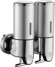 Soap Dispenser Wall Mounting Manual Double Lotion Dispenser Disinfectant Dispenser Wall Stainless Steel Hand Washing