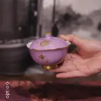 在飛比找ETMall東森購物網優惠-合吾丹子新品福祿年華蓋碗景德鎮釉上彩手繪粉紫色泡茶碗品茗茶杯