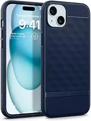 Caseology by Spigen Parallax Mag Case Design for iPhone 15 Case 6.1-inch [Compatible with MagSafe] Magnetic Ring 3D Hexa Cube Design Stylish Cover - Midnight Blue