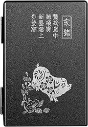 [ARKCHIU] Metal Cigarette Case, 20 Capacity, Slim Carrying Box, Double-Sided, Bank Card Case, Cash Box Black L,One Size