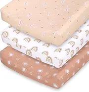 The Peanutshell Changing Pad Covers for Girls or Boys, Unisex 3 Pack, Boho Rainbow