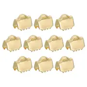 20Pcs Ribbon End Crimp Clamps, 6.5mm Pinch Cord End Clasps for DIY Making, Gold