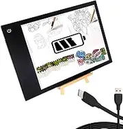 Rechargeable Light Box Tracing Pad A4,2-in-1 Power Supply(USB&Battery) Drawing Tablet Dimmable Brightness Indoor or Outdoor for Artists,Drawing,Sketching,Animation and X-ray Viewing
