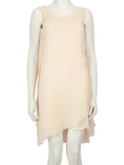 Peach Pleated Sleeveless Dress