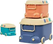 Keezi 3PCS Toy Storage Box Cute Car Toy Container Kids Toy Organiser Snack Boxes