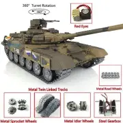 Henglong 7.0 1/16 T90 RC Tank 3938 RTR IR 360°Metal Tracks W/ Linkages Red Eye