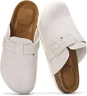 [Project Cloud] Women’s Genuine Suede Footbed Boston Clogs for Women - Memory Foam Arch Support Clog Slippers for Women - Trendy Slip-ons Women's Mules & Clogs Boston Sandals (Benton)