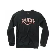 RVCA CARVE Black Red Gray White Screenprint Pullover Crewneck Men's Sweatshirt