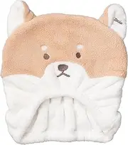 CBJAPAN Zooiefam Hair Dry Cap, Absorbent, Quick-Drying Microfiber, 3 Times of Cotton, Head Circumference: 18.5-35.4 inches (47-90 cm), Shiba Inu, Face Washing, Pool, Bath, Marshmallow Texture