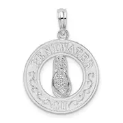 Sterling Silver De-Ani Rhodium-Plated Pentwater Michigan Circle With Flip Flop Pendant