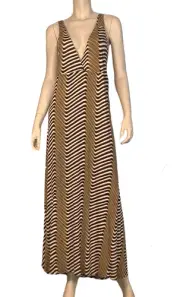 ISHKA SIZE 10 TIGER PRINT STRETCH JERSEY LONG MAXI DRESS NWT RRP $89.00