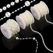[Bonuci] 3 Rolls 66 Feet Pearls String Garland Decoration Artificial Beads Chain for Faux Pearl Garland Roll Strand for Crafting String of Flowers Wedding(Ivory,4mm)