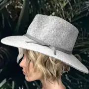 NWT Brixton Hat Womens Emma Wool Felt Fedora Hat Light Gray OS One Size New