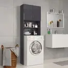 NNEVL Washing Machine Cabinet High Gloss Grey 64x25.5x190 cm Chipboard