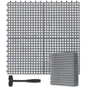 12 Pack Drainage Tiles Modular Interlocking Floor Tiles with 1 Pc Plastic Ham...