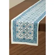 Sevya Handmade Fairtrade Blue Floral Table Runner