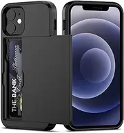 Nvollnoe for iPhone 12 Mini Case with Card Holder Heavy Duty Protective Dual Layer Shockproof Hidden Card Slot Slim Wallet Case for iPhone 12 Mini for Men&Women(Black)