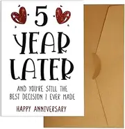 Fifth Anniversary Card, Happy Anniversary Card with Envelope Five Year Anniversary Funny 5st Wedding Anniversary Card Romantic Gifts for Wife Husband