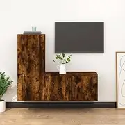 TV Stand Smoked Oak - Modern Entertainment Center for Living Room, Engineered Wood TV Cabinet Set with Storage, Stands for Bedroom Furniture & Tables