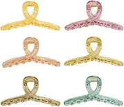 CHAOBANG 6pcs Acrylic Jelly Hair Clips, 4.7inch Large Claw for Thick Curly Hair, Wonderful Gift, Strong Hold for Women's Thick & Thin Hair, Super Cute Color
