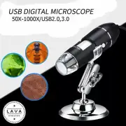1000X 8 LED 3MP USB Digital Microscope Endoscope Magnifier Camera w/ Stand Black