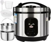 Low Sugar Rice Cooker, 2l-5l Electric Sugar Removal Rice Cookers with 304 Stainless Steel Liner & Steamer Basket, Rice Soup Separated, Household Low Carb Steamer, for 1-8 People 2L