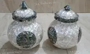 12" Marble Pot, Abalone Shell & Mother Of Pearl Inlay, Vase Pot, Home Decor Art