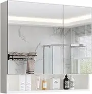 Mirror Cabinets Wall Mounted Bathroom Vanity Mirror with Storage Rack Waterproof Wall Cabinet Bathroom Decor Furniture, Mirrors