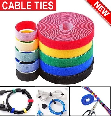 Self Adhesive Hook & Loop Heavy Duty Cable Strap Reusable Fastening Tape Roll