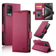 Wallet Case for Oppo A54 4G/A55 5G/A54S/A55S 5G,Slim Protective Shockproof Case With Card Holder,Premium PU Leather Kickstand-Red