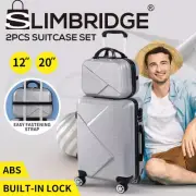 Slimbridge 2pcs 20"Travel Luggage Set 12"Hand Carry On Bag Suitcase Case Grey