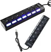 HOMSFOU Power Hub with 7 Ports Fast 480mbps Data Transfer Multi Charging Station