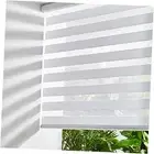 Zebra Blinds for Windows, Cordless Roller Blinds (16" W x 16"W x 47"H White