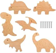 Wooden Animal Drawer Knobs,Dinosaur Decorative Kids Drawer Pulls - Unique Wood Knob, Delicate Bedroom Decorative Drawer Pulls, for Wardrobe & Children's Room