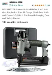 NEW - NEU MASTER Pneumatic 2 in 1 Nail Gun Staple Gun 18 Gauge NPT5040