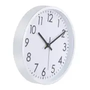 10 Inch Wall Clock, 3D Number Quartz Silent Round Wall Clocks, White/Silver